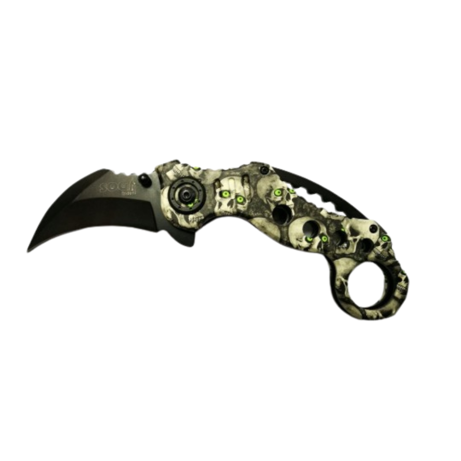 CUCHILLO DE ACERO INOXIDABLE KARAMBIT PLOMO