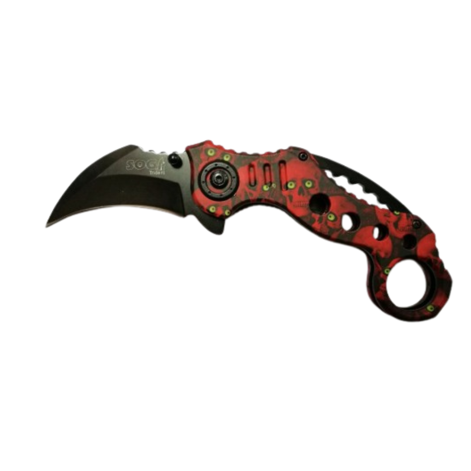 CUCHILLO DE ACERO INOXIDABLE KARAMBIT ROJO