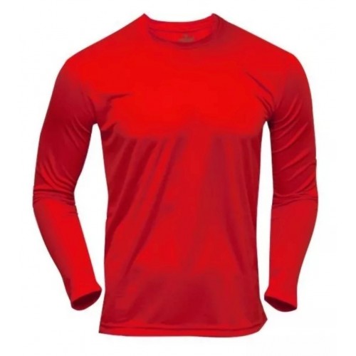 POLERA POLIESTER MANGA LARGA UNISEX COLOR ROJO