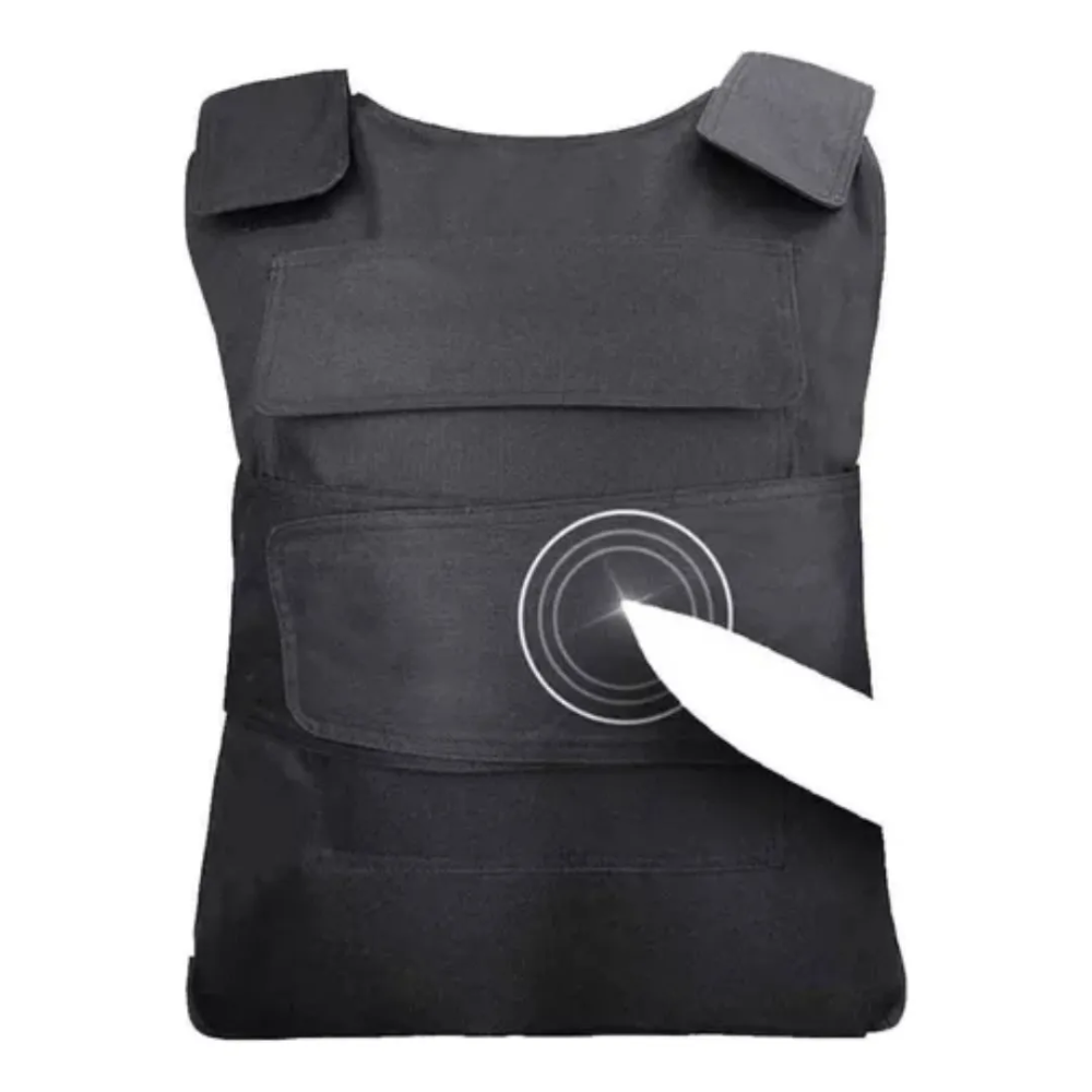 Chaleco anti puñalada y anti corte negro para guardia de seguridad