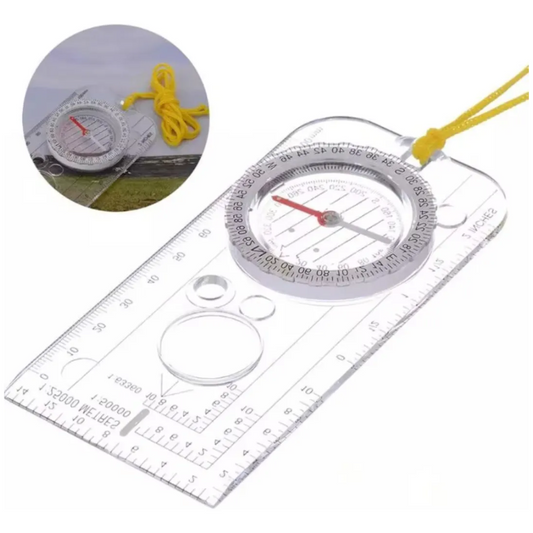 Brújula regla 2 en 1 transparente para camping y cartografía - Articulos Militares