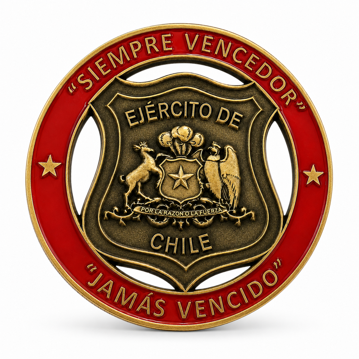 MONEDA EJERCITO DE CHILE "VENCEDOR JAMÁS VENCIDO" BRONCE