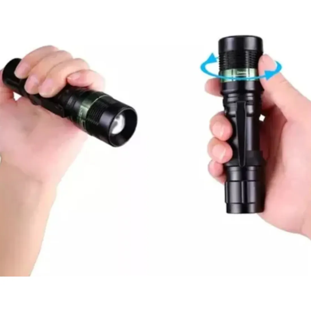 Linterna táctica recargable con zoom 18000 lúmenes - vista general