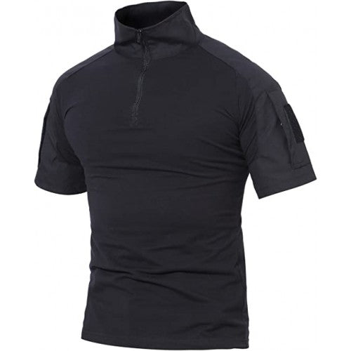 POLERA TACTICA COMBAT SHIRT ESTILO MILITAR MANGA CORTA NEGRO