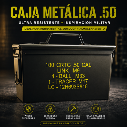 CAJA DE METAL  CALIBRE .50 COLOR NEGRO