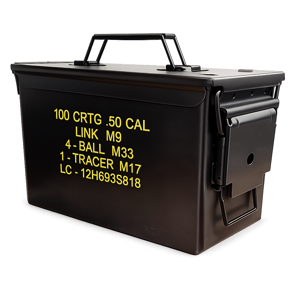 CAJA DE METAL  CALIBRE .50 COLOR NEGRO