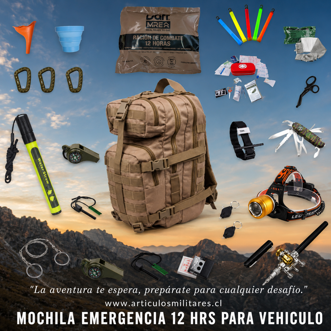 Mochila de Emergencia 12 Horas para Vehículo