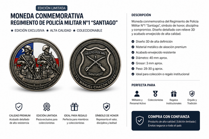 Moneda Conmemorativa Regimiento Policía Militar N°1 “Santiago” – 50 mm | Edición Limitada