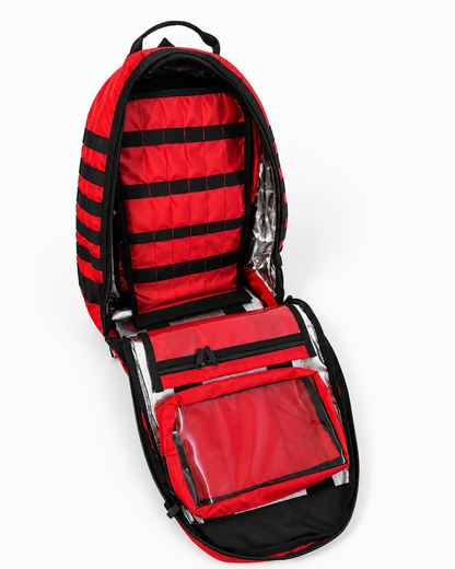 Mochila Táctica de Primeros Auxilios Modular Roja con Interior Aluminizado y Cruz Reflectante