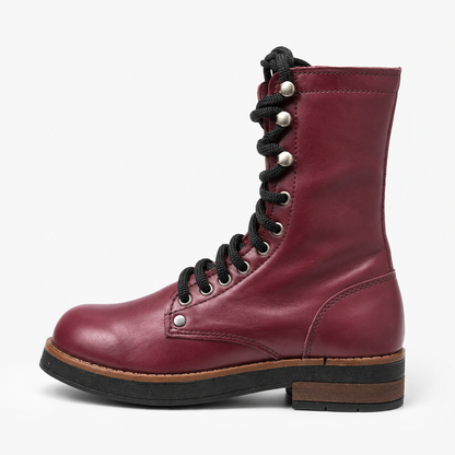 BOTAS DE MUJER DE CUERO COLOR BURDEO FABRICACIÓN NACIONAL