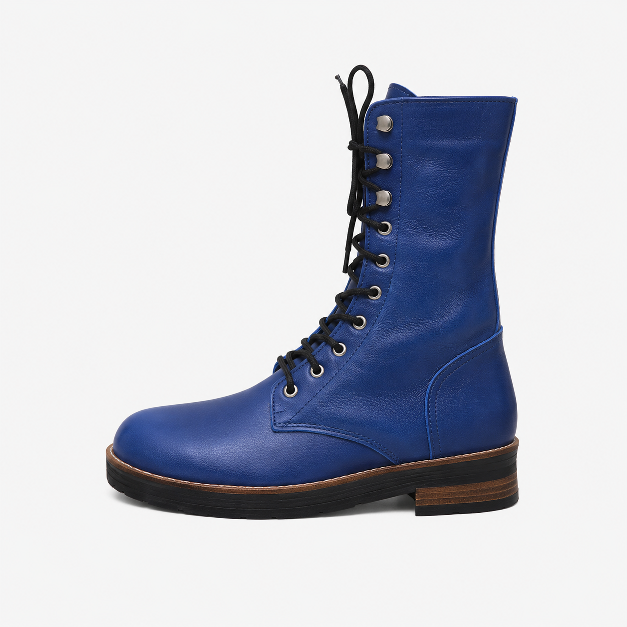 BOTAS DE MUJER, DE CUERO COLOR AZUL FABRICACIÓN NACIONAL