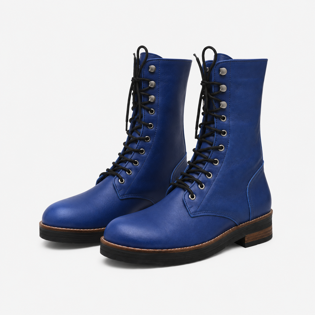 BOTAS DE MUJER, DE CUERO COLOR AZUL FABRICACIÓN NACIONAL