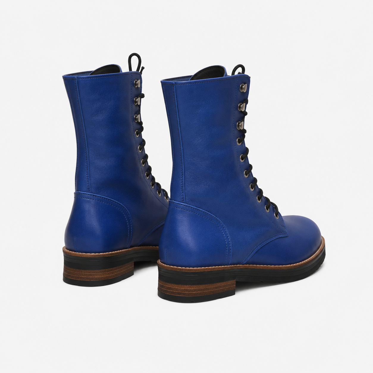BOTAS DE MUJER, DE CUERO COLOR AZUL FABRICACIÓN NACIONAL