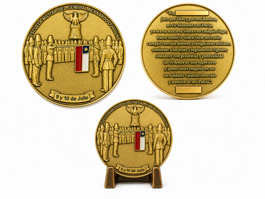 Moneda Juramento a la Bandera – Escuela Militar con Penachos