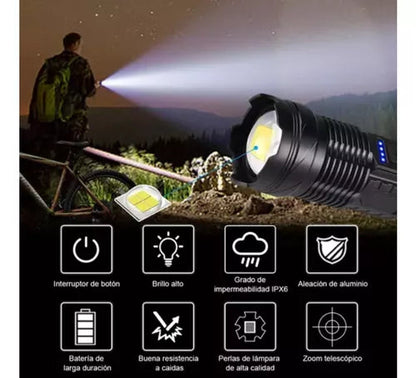 Linterna táctica LED con luz roja y azul de señalización