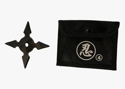 ESTRELLAS SHURIKEN 4 PUNTAS BLACK NINJA CON FUNDA STEEL