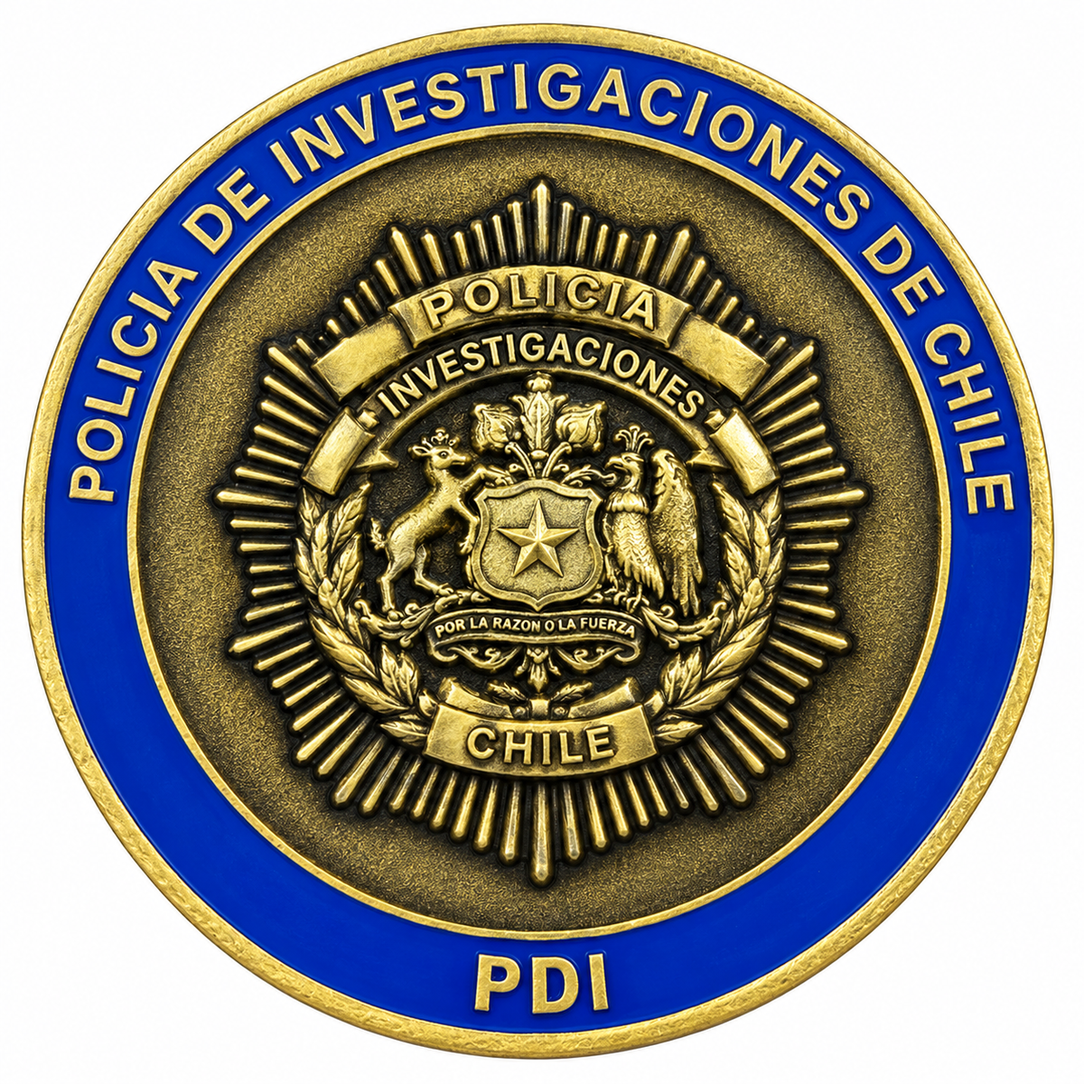MONEDA PDI POLICÍA DE INVESTIGACIONES COLOR BRONCE