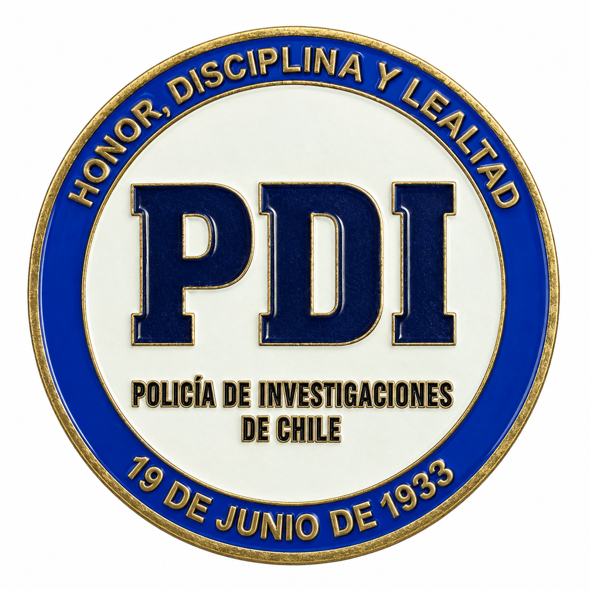 MONEDA PDI POLICÍA DE INVESTIGACIONES COLOR BRONCE