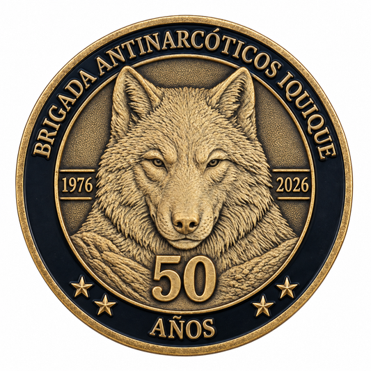 MONEDA PDI BRIGADA ANTINARCÓTICOS IQUIQUE 50 AÑOS