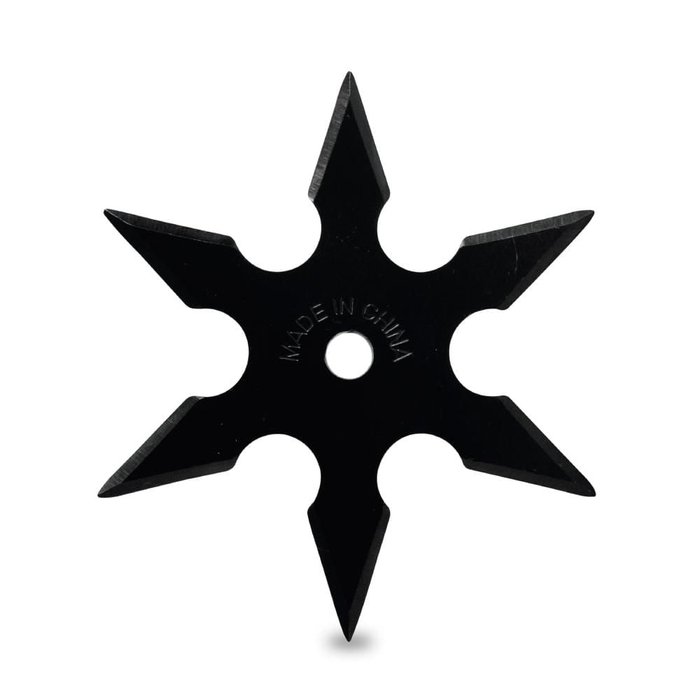 SHURIKEN 6 PUNTAS BLACK NINJA CON FUNDA STEEL 10 CENTIMETROS