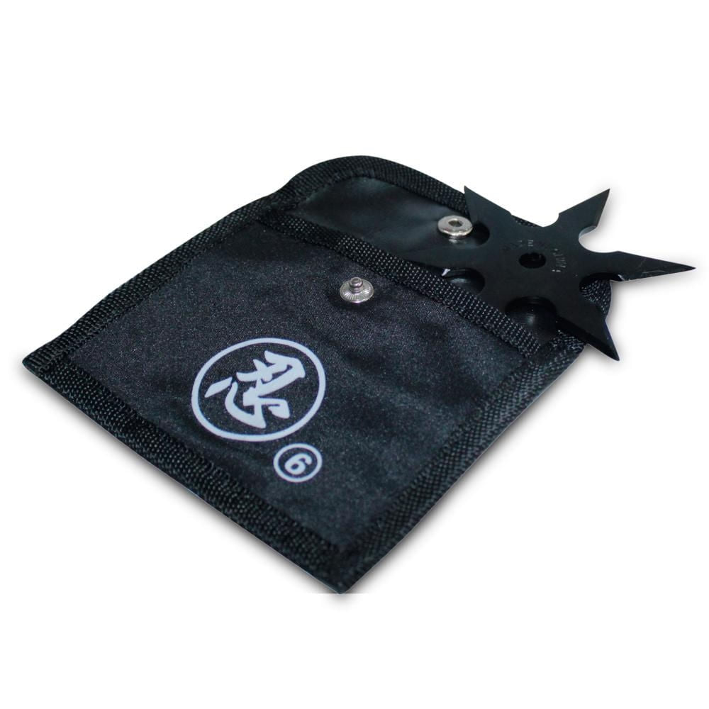 SHURIKEN 6 PUNTAS BLACK NINJA CON FUNDA STEEL 10 CENTIMETROS