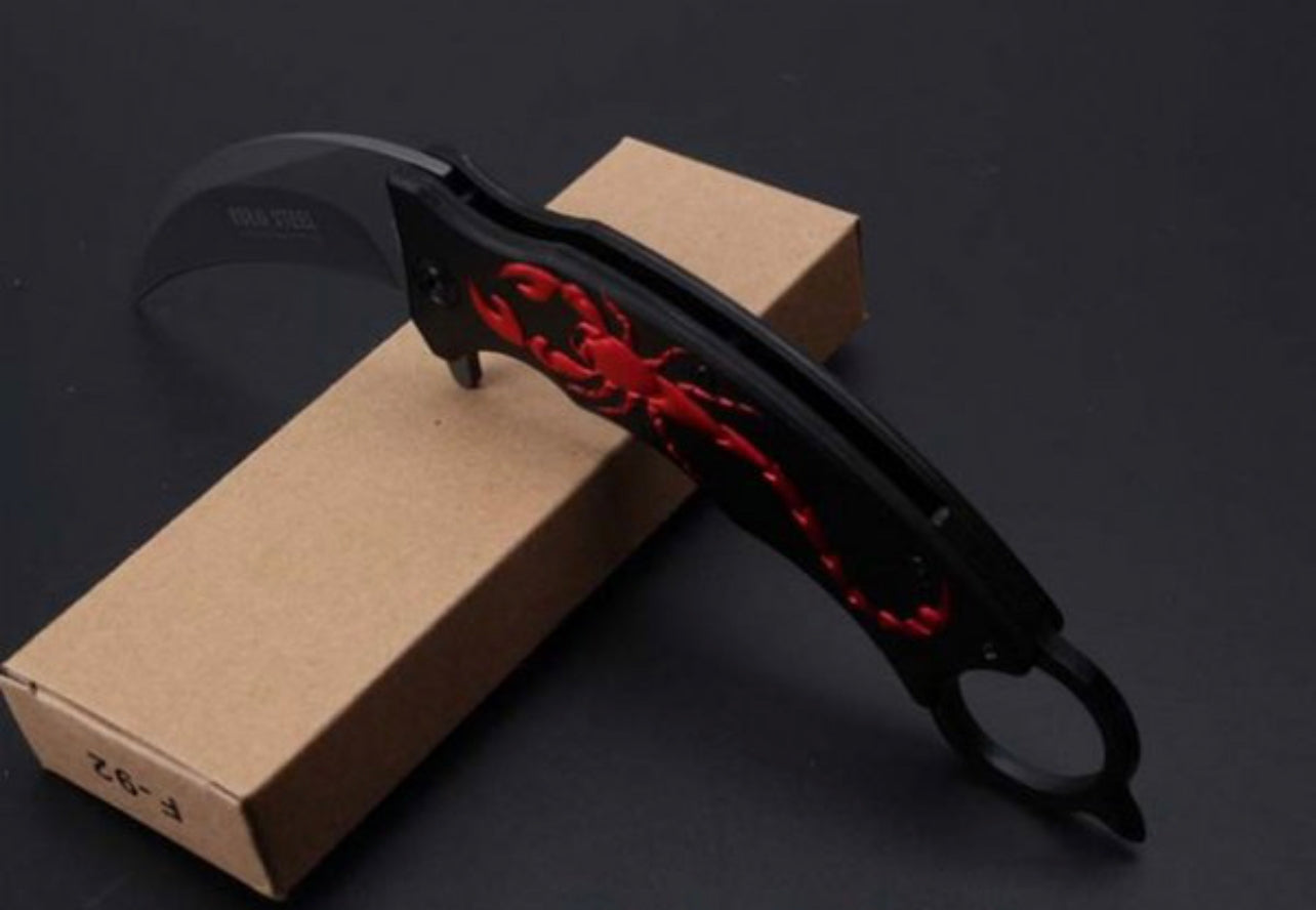 CUCHILLO KARAMBIT PLEGABLE DISEÑO ESCORPION NAVAJA DE ACERO