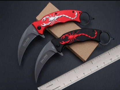 CUCHILLO KARAMBIT PLEGABLE DISEÑO ESCORPION NAVAJA DE ACERO