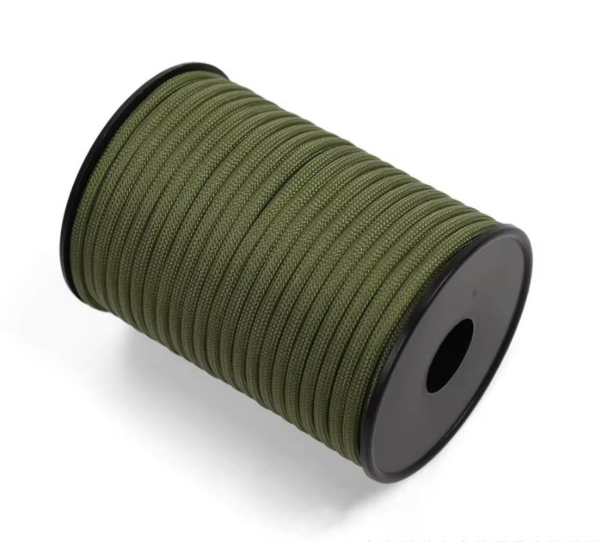 Cuerda Paracord Táctica 550 - Rollo 100 Metros 4mm 9 Núcleos Negro
