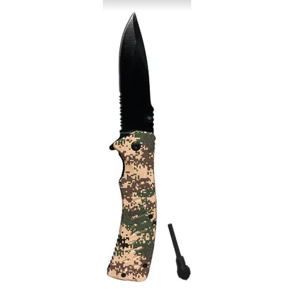 Navaja Táctica Plegable Camuflaje con Pedernal